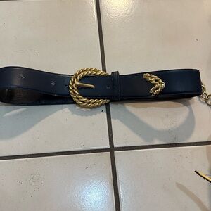 Jones New York Black Belt with Gold Chain Accent